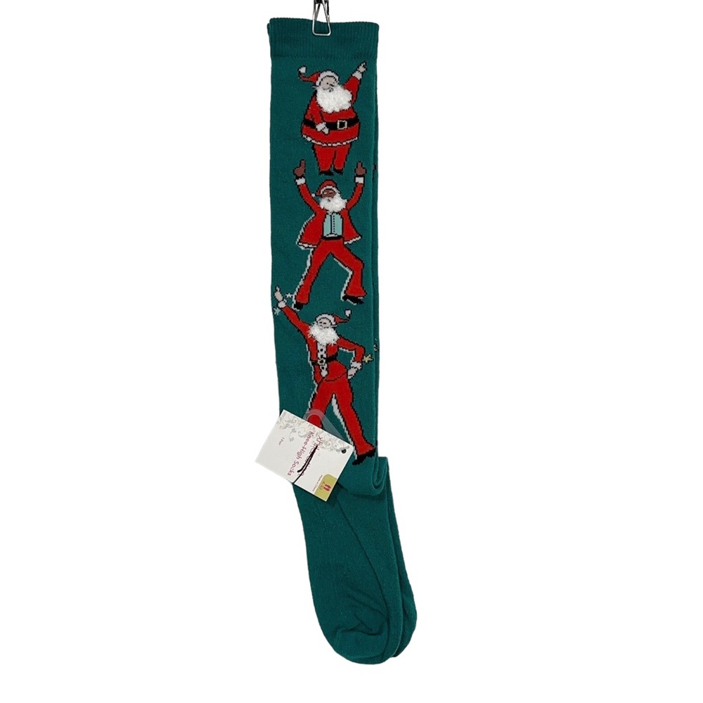 NWT Xhilaration Womens Christmas Knee Socks Dancing Disco Santa